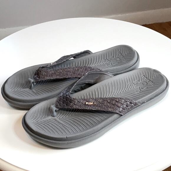 KuaiLu Shoes - Kuailu Yoga Flip Flops Gray & Purple Arch Support Thong Sandals Size 8 NWOT